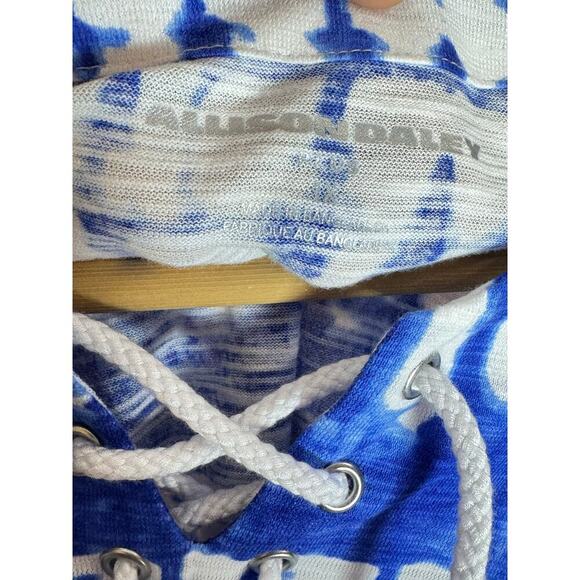 NWT Allison Daley Plus Size Top 1X Tie-Dye Short Sleeve Casual Coastal Tie Front - Picture 6 of 8